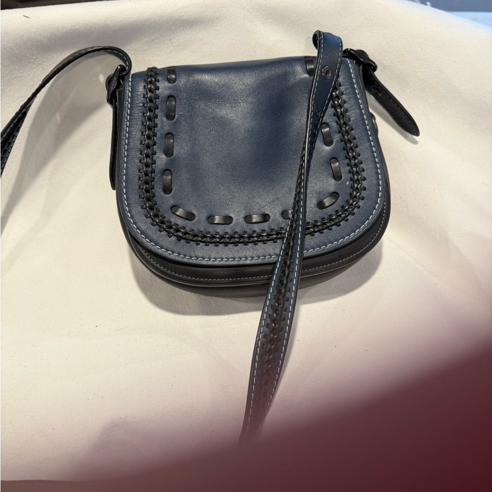 Coach dark navy blue Leather Crossbody Bag with Studded Detailing